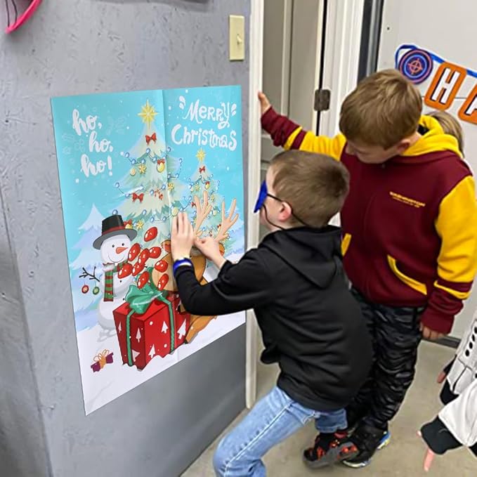 PARTYLOUD Christmas Party Games, Pin The Nose on The Reindeer, Christmas Holiday Party Games Supplies for Kids Families Adult Groups