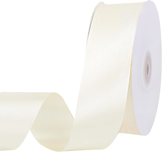 woric Ivory Satin Ribbon 1 1/2 Inch 60 Yards Cream Ribbon Gift Bows for Gift Wrapping Wedding Decor Flower Bouquet Bridal Shower Hair Bows Crafts Home Decor