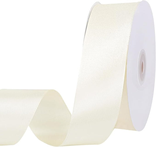 woric Ivory Satin Ribbon 1 1/2 Inch 60 Yards Cream Ribbon Gift Bows for Gift Wrapping Wedding Decor Flower Bouquet Bridal Shower Hair Bows Crafts Home Decor