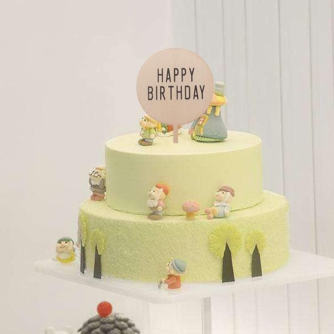 20Pcs Happy Birthday Cake Topper Rustic Wood Cupcake Topper for Various Birthday Party Cake Decorations Supplies