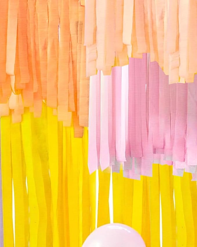 Crepe Paper Streamers 656ft 8 Rolls, Pack of Orange, Pink, Yellow and Blush Party Streamers for Birthday Wedding Baby Bridal Shower Decorations Christmas Craft Supplies (1.8 Inch x 82 Ft/Roll)
