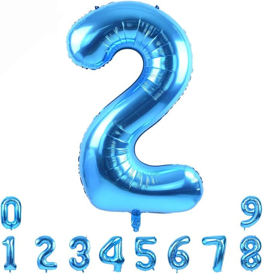 TONIFUL 40 Inch Blue Large Numbers Balloon 0-9 Foil Mylar Big Number 2 Balloon Digital 2 for 2026 Graduation New Year Eve Birthday Party,Wedding, Bridal Shower Engagement Photo Shoot, Anniversary