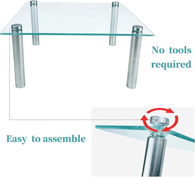 3 Pcs Square Tempered Glass Cake Stands Set 8 10 13 Inch Cupcake Display Stand Plate for Dessert Table Serving Platter