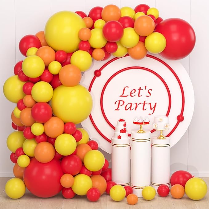 Red Yellow Orange Balloon Arch Kit - Yellow Orange Balloons Red Balloons Fire Truck Decorations for Firefighter Birthday Baby Shower Graduation Party Decorations