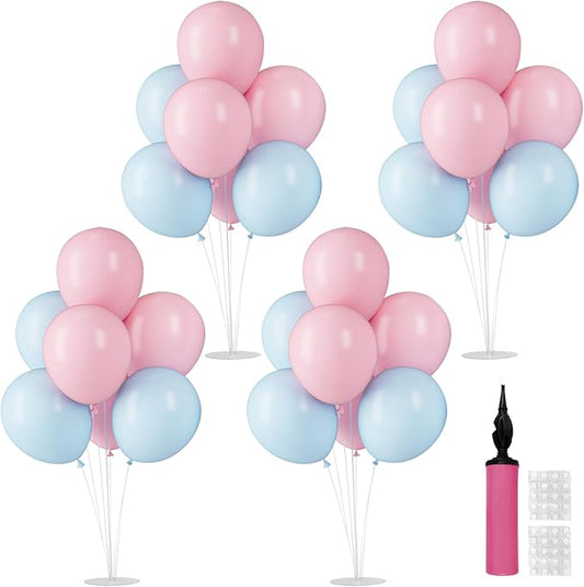 Voircoloria 6 Sets Balloon Stand Kits, Balloon Sticks with Base for Table Centerpieces Graduation Birthday Baby Shower Gender Reveal Party Decorations