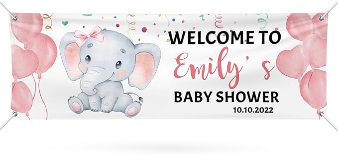 Baby Shower Banner Personalized Name Date Custom Baby Shower Banners and Signs Customize for Party Decoration 6'x2'