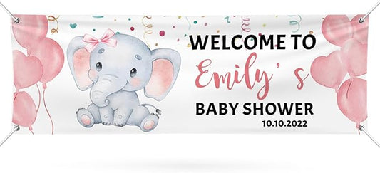 Baby Shower Banner Personalized Name Date Custom Baby Shower Banners and Signs Customize for Party Decoration 6'x2'