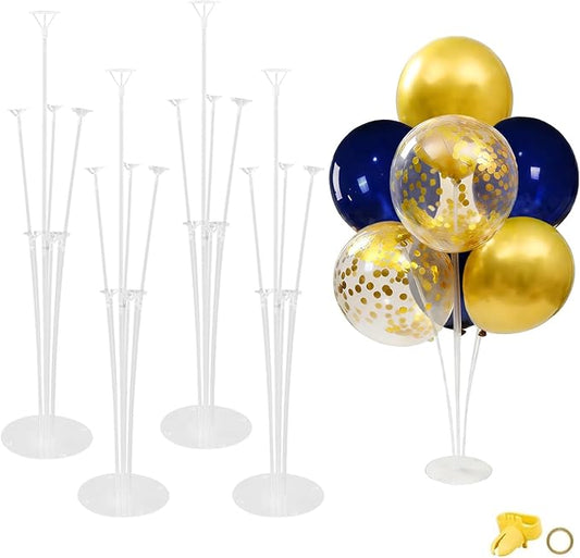 4 Sets Navy Blue Gold Balloon Centerpieces for Table, Balloon Stand Kit for Graduation Decorations 2026 Retirement Baby Shower Men's Women's Birthday Class of 2026 Party Decorations