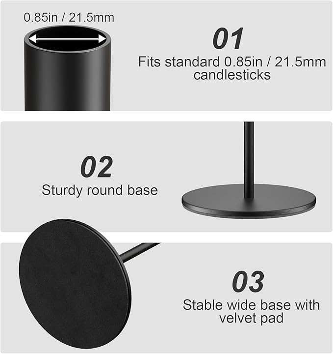 zeochyni Set of 6 Black Taper Candle Holders Candlestick Holders, Decor Candle Stick Candle Holder for Table or Mantel Centerpiece, Wedding, Dinning, Party Home Decor