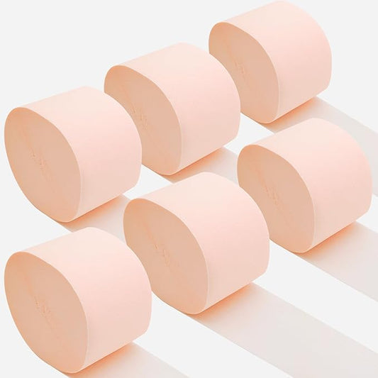 Oun Nana Blush Pink Crepe Paper Streamers Party Decorations, 6 Rolls 738 Ft Party Streamers for Birthday, Baby Shower, Wedding, Graduation, Backdrops, Ceilings and DIY Crafts