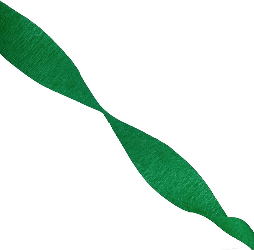 Green and White Crepe Paper Streamers (2 Rolls Each Color) MADE IN USA!