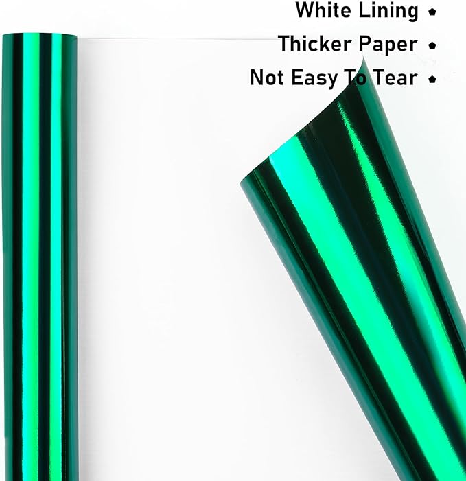 NESCCI Dark Green Metallic Wrapping Paper, Solid Color Paper,Gift Wrapping Paper,Perfect for Wedding,Valentine's Day,Birthday, Christmas,Baby Shower,DIY Bouquet (17 Inches X 32.8 Feet)