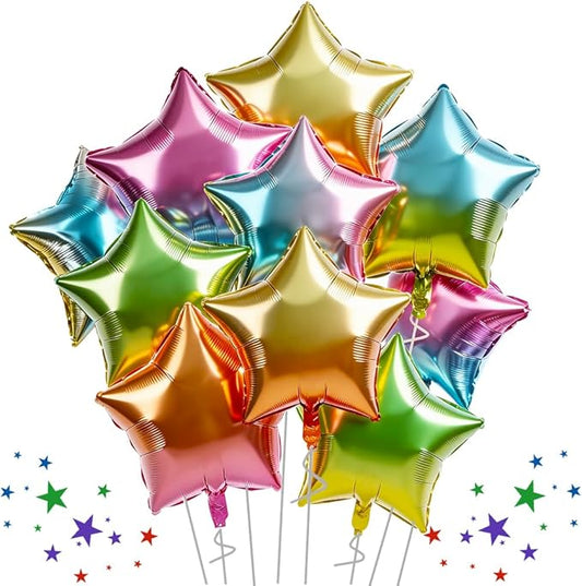TONIFUL 30Pcs 18 Inch Large Colorful Star Shape Foil Balloons Big Gradient Stars Helium Mylar Ballons for Birthday Wedding Baby Shower Anniversary Engagement Party Decorations Supplies