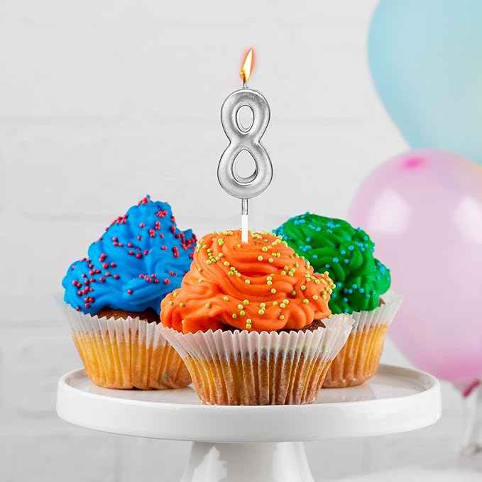 10-Piece Number Birthday Candles - Glitter Cake Topper Decoration for Birthday and Wedding Parties