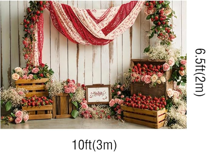 Kate 10x6.5ft Pink Flowers Wall White Angel Wings Princess Photography Backdrops Girl Portrait Background