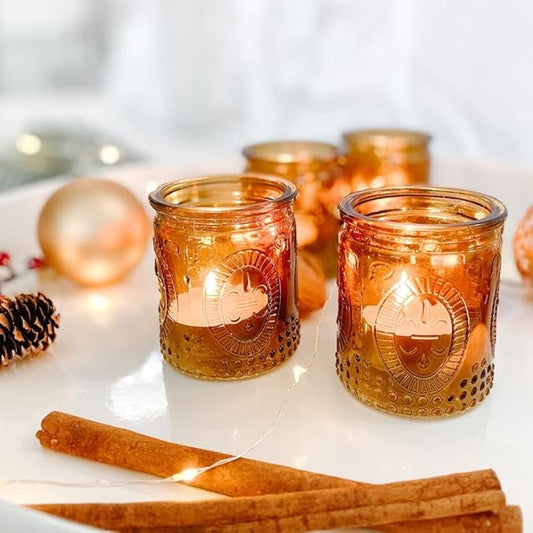 Amber Tea Light Holder - 24pcs - Vintage Glass Tealight Candle Holders by Kate Aspen, Home Décor Table Decoration Favors Gifts for Wedding, Bachelorette, Bridal Shower & Baby Shower Party