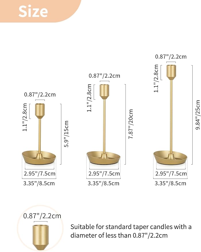 NUPTIO Taper Candle Holders for Wedding: 6 PCS Gold Matte Candles Stick Holder for Table Centerpiece - Bulk Candlestick Holders for Birthday Christmas Party Decor