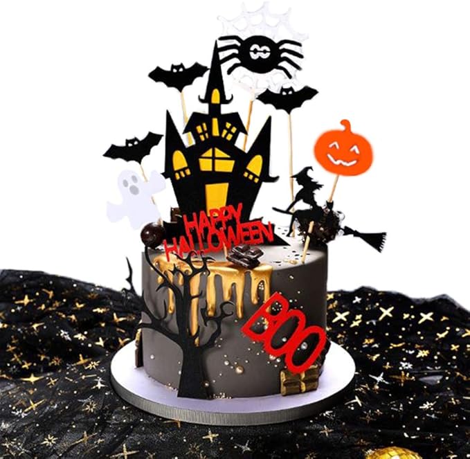 Set of 22 Halloween Cake Topper Cupcake topper Haunted House Cake Topper Halloween Cake Decoration Ghost Cake Decoration Pumpkin Cupcake for Wizard Party Ghost Spider Party