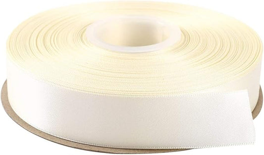 ITIsparkle 1" Inch Double Faced Satin Ribbon 50 Yards-Roll Set for Gift Wrapping Scrap Books Party Favor Hair Braids Baby Shower Decoration Floral Arrangement Craft Supplies, Ivory Ribbon