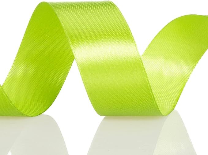 YASEO 1 Inch Apple Green Solid Satin Ribbon, 50 Yards Craft Fabric Ribbon for Gift Wrapping Floral Bouquets Wedding Party Decoration