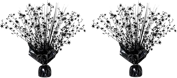 2 Pack Metallic Foil Spray Centerpiece Stars for Wedding, Birthday, Anniversary, Christmas Table Decor, Holiday Festival Baby Shower Graduation Mantle Party Decorations (Black)