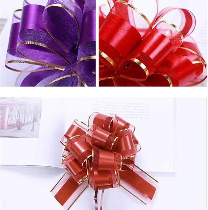 6 Pieces Pull Bows,6Inch Gift Bow,Pull Bows for Christmas Wedding Baskets Valentine's Day Baby Shower Mother's Day (Coffee Color)