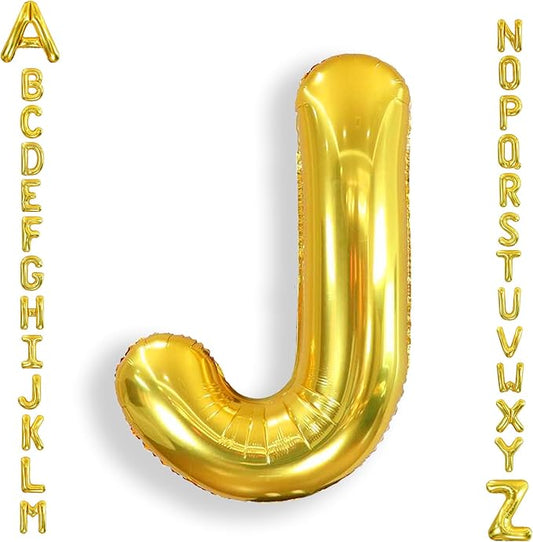 AULE 40 Inch Big Letter Balloon Gold J Large Foil Helium Alphabet Balloons A-Z for Birthday Anniversary Graduation New Year Party Decoration Supplies