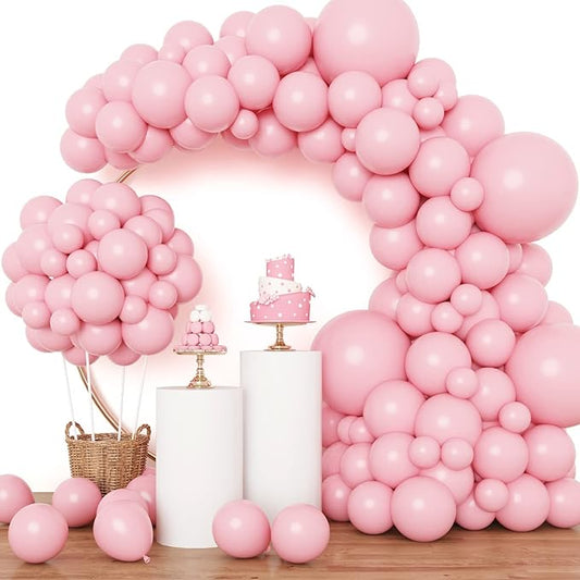 RUBFAC Pink Balloons 129pcs Light Pastel Pink Balloon Different Sizes 18 12 10 5 Inch for Garland Arch Mother's Day Birthday Party Baby Shower Gender Reveal Wedding Anniversary Easter Decoration