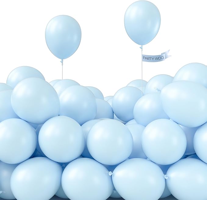 PartyWoo Baby Blue Balloons 50pcs 5 Inch Small Mini Light Pastel Sky Aqua Blue Balloons for Graduation Baby Shower Gender Reveal Weddings Easter Birthday Bachelorette Party Decorations Blue-Q13