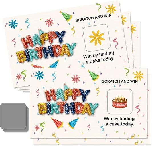 50 Pcs Happy Birthday Scratch off Game Cards, Colorful Balloons Scratch Cards for Birthday Party, Lottery Group Games Activity, Birth Day Raffle Tickets, Party Supplies