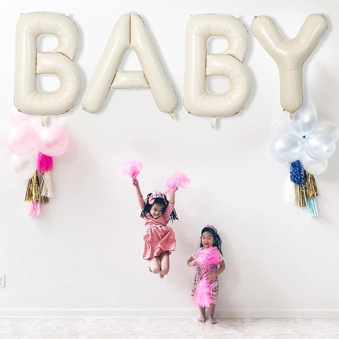 Giant Alphabet H Foil Name Balloons, Cream Ivory White Inflatable Word Balloons H Letters Birthday Decor, 40 Inch Mylar Beige A-Z Custom Letter Balloons for Girls Baby Shower Party Decoration Supplies