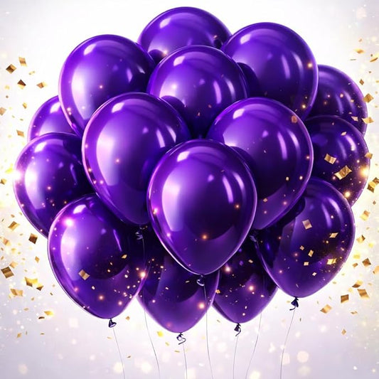 Dark Purple Latex Party Balloons，100 Pack 12 Inch Round Helium Purple Balloons with Ribbon for Birthday Butterfly Wedding Graduation Halloween Party Decorations