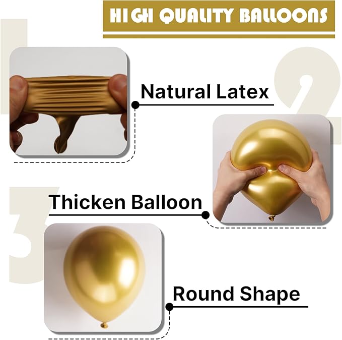 PartyWoo Metallic Gold Balloons 50pcs 5 Inch Small Mini Chrome Gold Latex Balloons for Graduation Baby Shower Gender Reveal Wedding Bachelorette New Year Birthday Party Decorations Gold-G101
