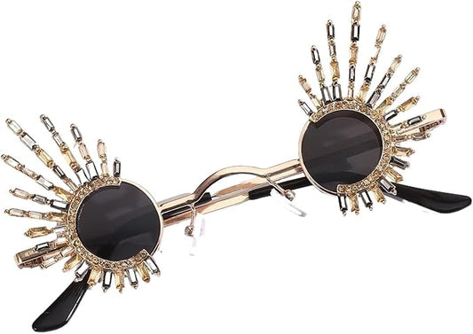 Funky Funny Hawaiian Style Rhinestone Small Sunglasses,Novelty Mixed-Color or Champagne Gold Glasses