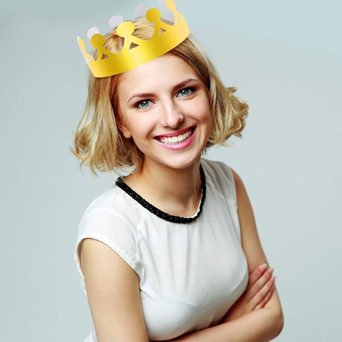 SIQUK 48 Pieces Paper Crowns Gold Paper Party Crown Hats King Crown for Kids and Adults