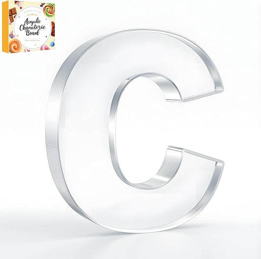 10" Acrylic Charcuterie Letters Fillable Tray, Reusable Alphabet Number Shaped Serving Plates for Charcuterie Board, Display Fruit, Candy, Cake, Party Decor, Birthday, Anniversary（C）