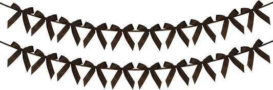 2pcs Brown Bow Garland Banner - 8.3 Feet Coquette Ribbon Bow Decorations for Baby Shower, Birthday Party, Bridal Shower Decor (Brown)