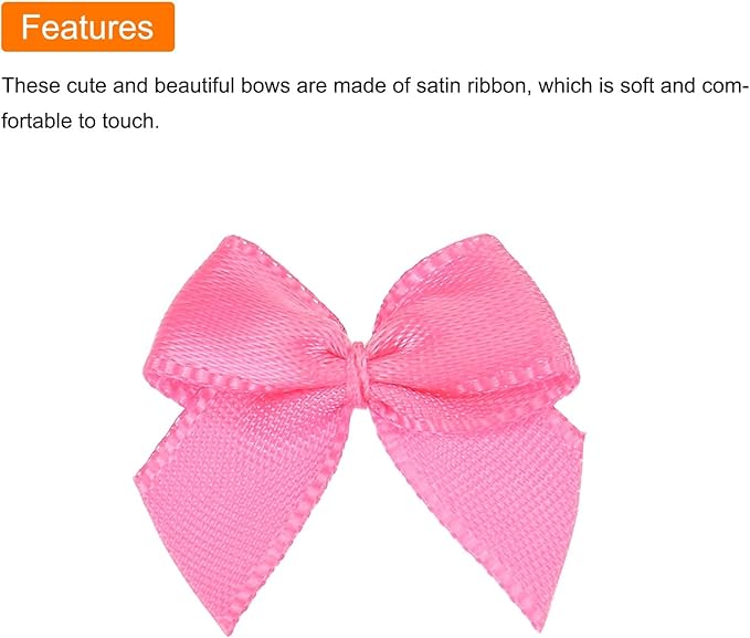 MECCANIXITY 50 Pcs Mini Ribbon Bow 1" Mini Fabric Satin Ribbon Flower Bows for Craft DIY Sewing Wedding Birthday Party Gift Wrap Bows Light Rose Red