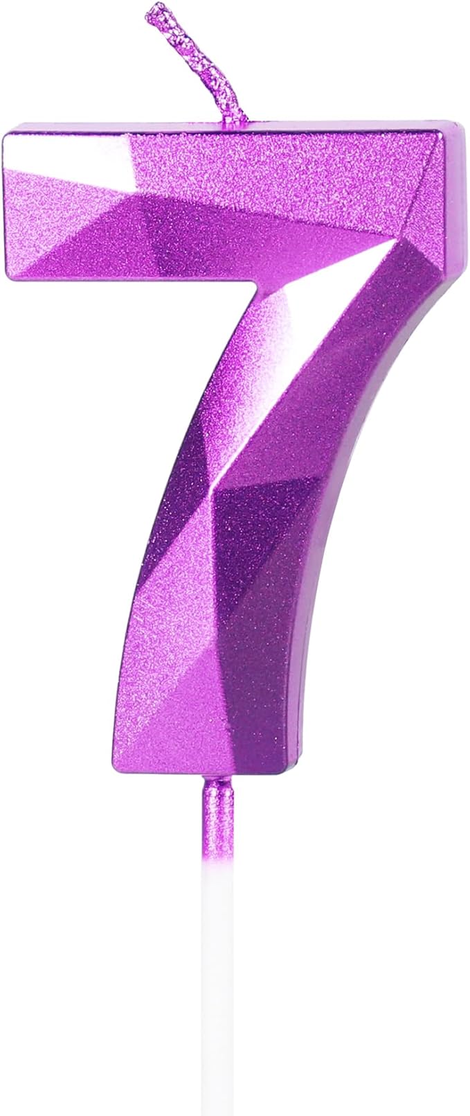 Yiran Number 7 Candles,7th Birthday Candles,Purple Happy Birthday Candle for Cake,3D Design Cake Topper Decorations for Girl Women Pet Birthday Party Wedding Anniversary Celebration Supplies