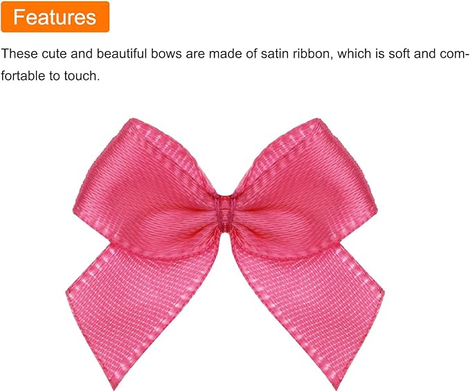 MECCANIXITY 50Pcs Mini Ribbon Bow 1" Mini Fabric Satin Ribbon Flower Bows for Craft DIY Sewing Wedding Birthday Party Gift Wrap Bows Rose Red