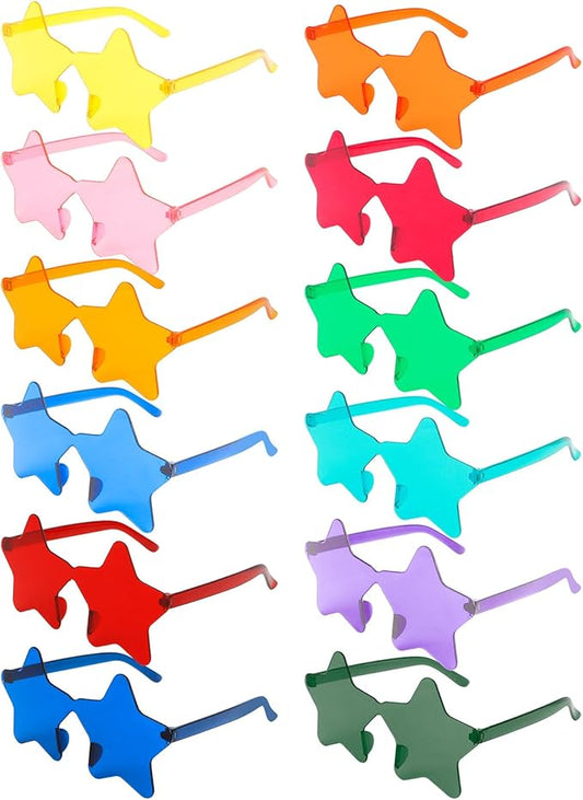 Semato 12 Pcs Star Sunglasses Bulk Rimless Red White and Blue Star Glasses Party Favors