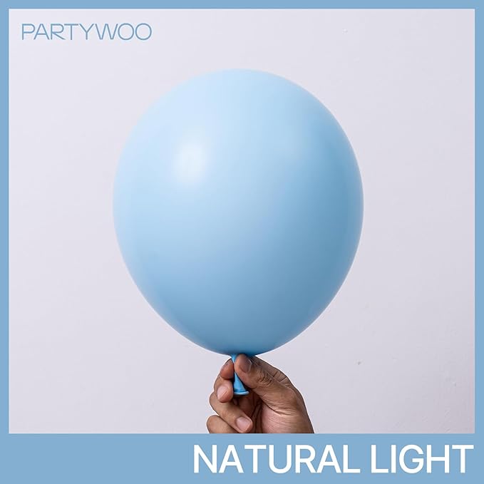 PartyWoo Light Blue Balloons 152pcs Different Sizes of 18 12 10 5 Inch Baby Pastel Sky Aqua Blue Balloon Arch Kit Garland for Birthday Gender Reveal Baby Shower Graduation Party Decorations Blue-Y4