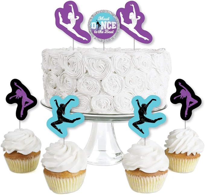 Big Dot of Happiness Must Dance to the Beat - Dance - Dessert Cupcake Toppers - Birthday Party or Dance Party Clear Treat Picks - Set of 24