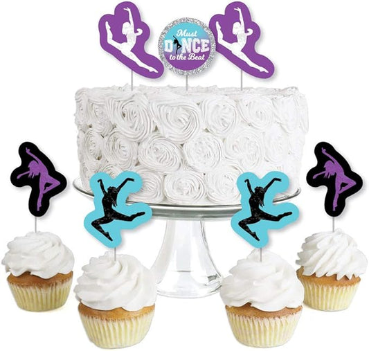 Big Dot of Happiness Must Dance to the Beat - Dance - Dessert Cupcake Toppers - Birthday Party or Dance Party Clear Treat Picks - Set of 24