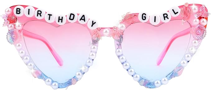 CIEHER Birthday Glasses for Women Girls Rhinestones Birthday Sunglasses Birthday Accessories Party Favors