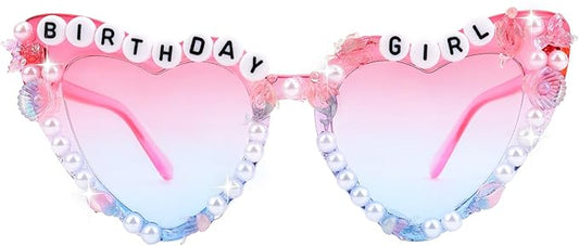 CIEHER Birthday Glasses for Women Girls Rhinestones Birthday Sunglasses Birthday Accessories Party Favors