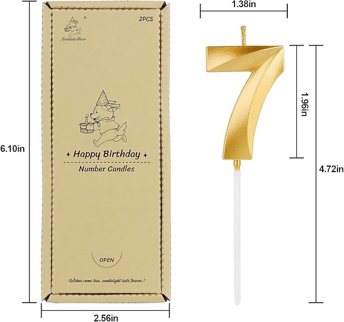 Birthday Candles, 1.96 Inch Number 27 Happy Birthday Candles, Number Candles Decoration for Birthday Party and Anniversary Celebration(Champagne Gold)