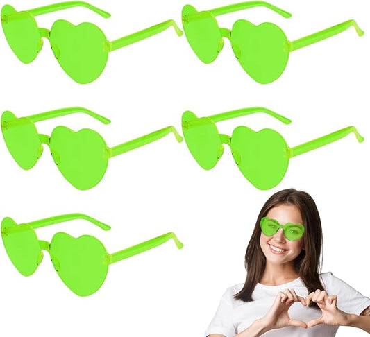PLULON Heart Sunglasses for Women 5/12/25 Pcs, Heart Glasses Valentine Day Rimless Shaped Candy Color Fun Glasses Party Favor