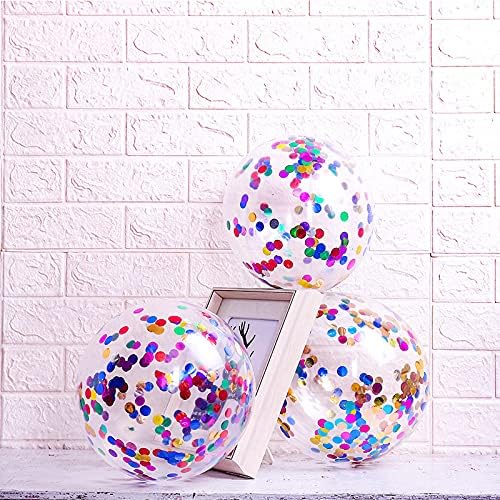 KALOR 50pcs Multicolor Foil Confetti Balloons,12 inch Latex Balloon with Rainbow Confetti Inside for Birthday Family Party Wedding Party Baby Shower Decoration Supplies