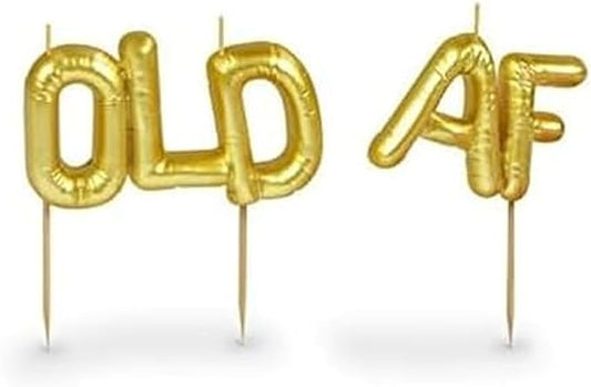 Genuine Fred Lighten UP Party Candles, Old AF, Metallic Gold Balloon-Style Letter Candles, Hilarious Candles for Retirement Celebrations and Milestone Birthdays